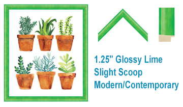1.25 Inch Glossy Green Slight Scoop Poster Frames